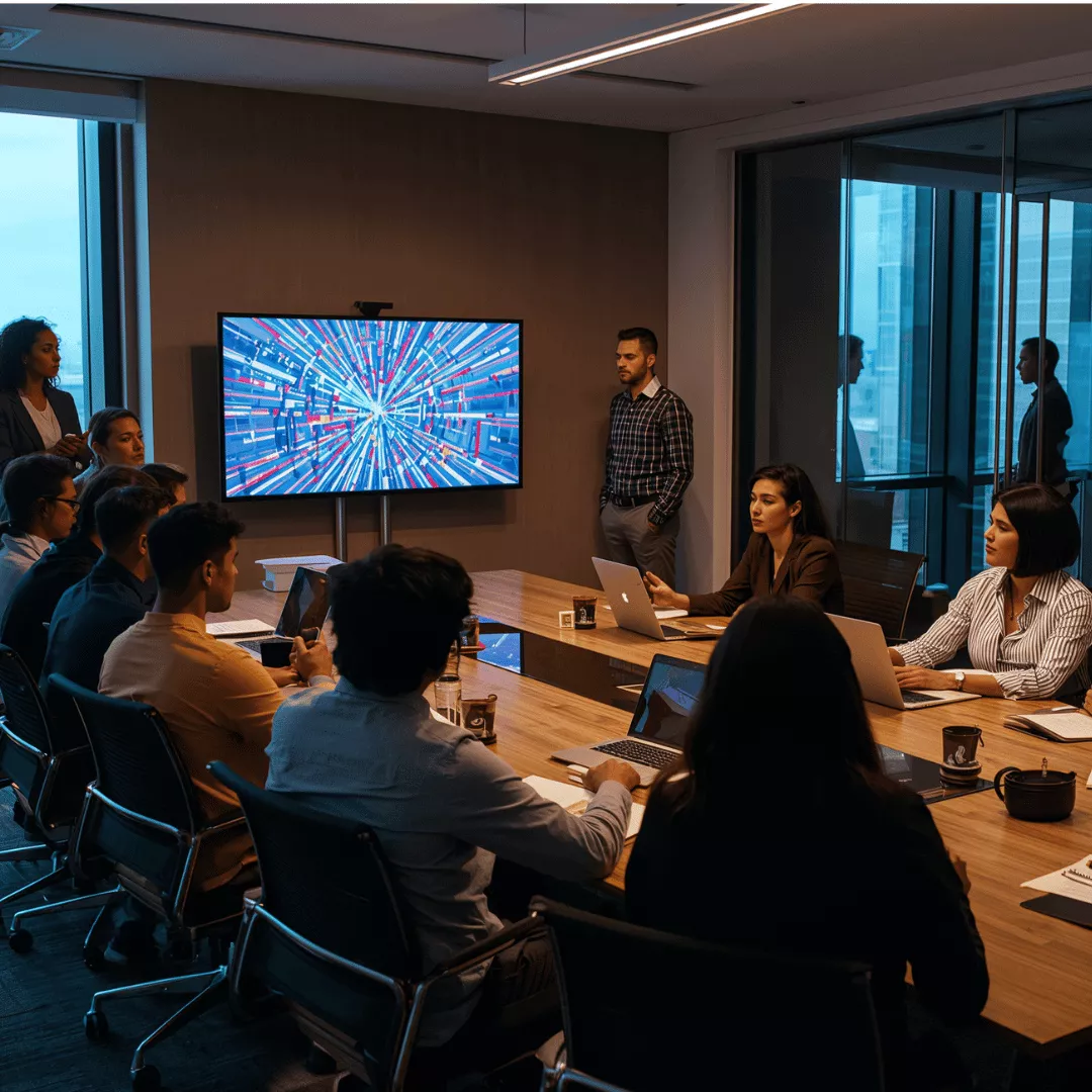 Smart meeting room with video conferencing and AV setup